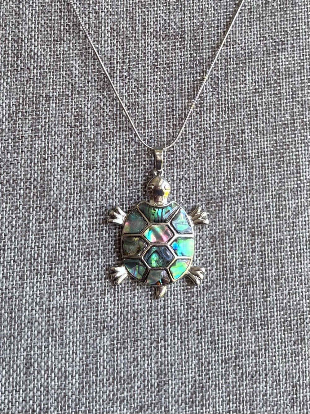Large Turtle Abalone Crystal Pendant With 18 Inch Stainless Steel Necklace